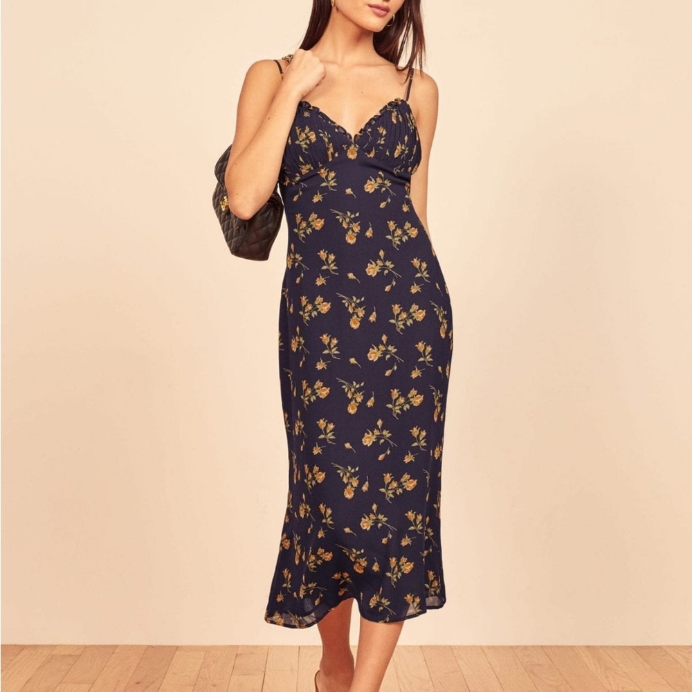 Stunning Fawn Reformation blue and yellow floral dress